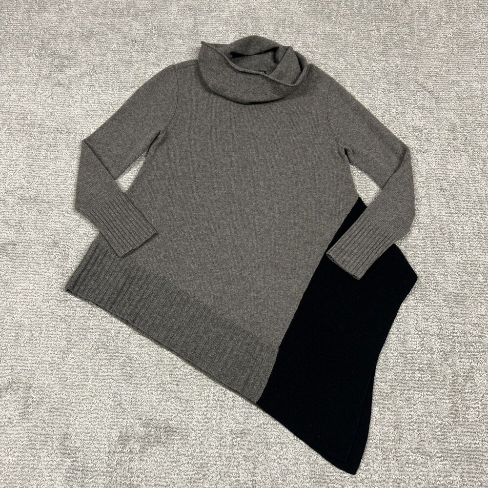 Eileen Fisher Sweater Womens XS Cowl Neck Yak Merino Wool Asymmetrical Hem